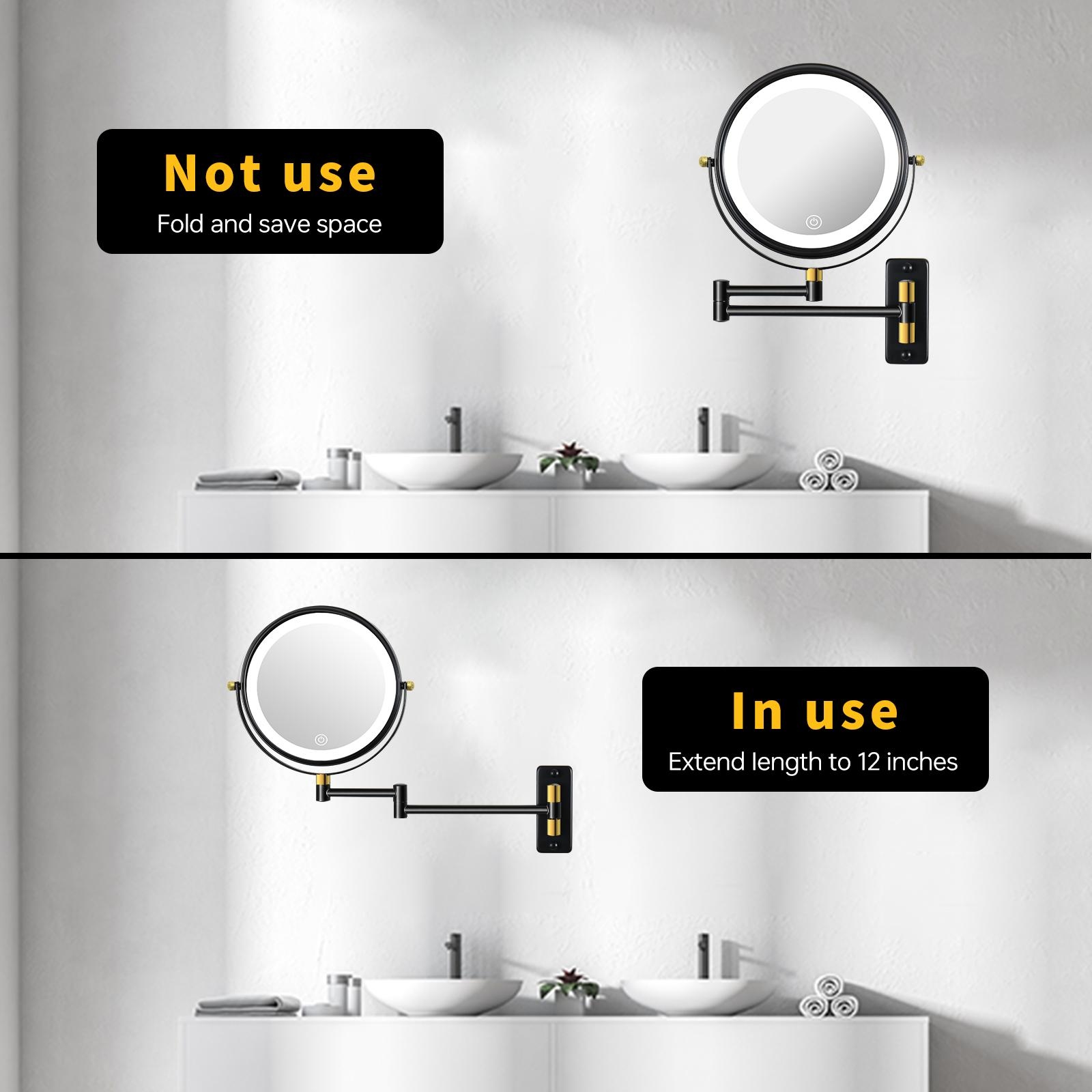 Black magnifying mirror with light online