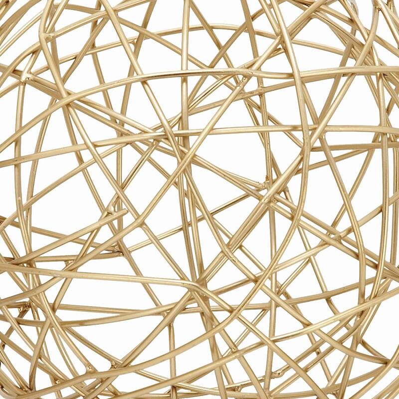 CosmoLiving by Cosmopolitan Gold or Silver Metal Wire Orb Geometric Decorative Sculpture (Set of 3)