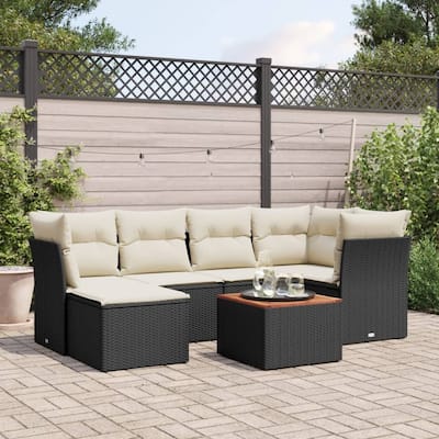 vidaXL Garden Sofa Set Black, Cream White - 24.4 x 24.4 x 27.2