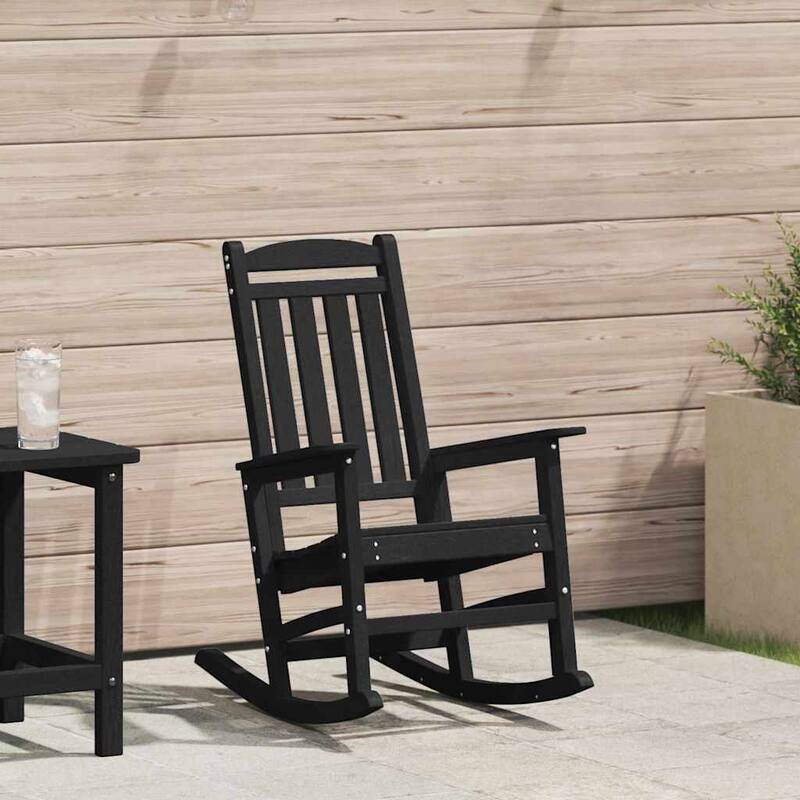vidaXL Garden Rocking Chair Black 70 x 92 x 108cm HDPE - 27.6 x 36.2 x 42.5 in