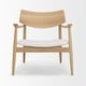 preview thumbnail 3 of 10, Mercana Haggen Light Brown Oak Wood w/ Cream Fabric Accent Chair - 27.6L x 26.8W x 28.4H