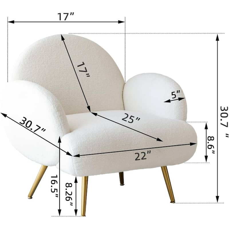 XINMICS Modern Accent Chair Upholstered Armchair for Living Room, Bedroom