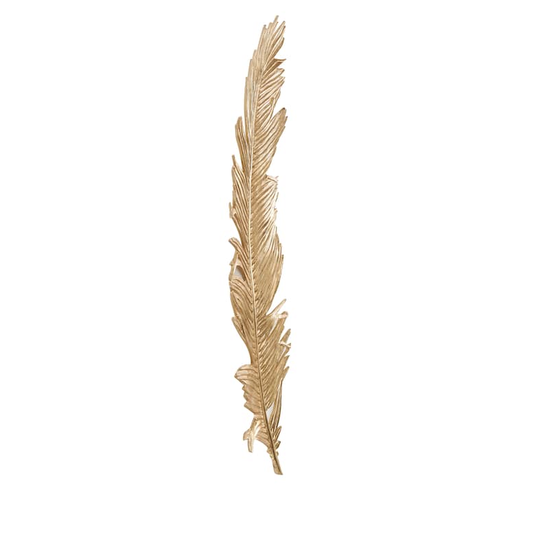 Gold Polystone Large Metallic Feather Bird Wall Decor
