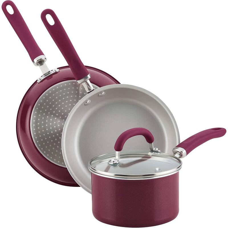 Create Delicious Nonstick Cookware Pots and Pans Set, 13 Piece, Burgundy Shimmer