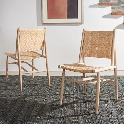 SAFAVIEH Nadine Coastal Rattan Dining Room Chair (Set of 2) - 24.8" x 19.6" L x 15.7" H - 25Wx20Dx35H