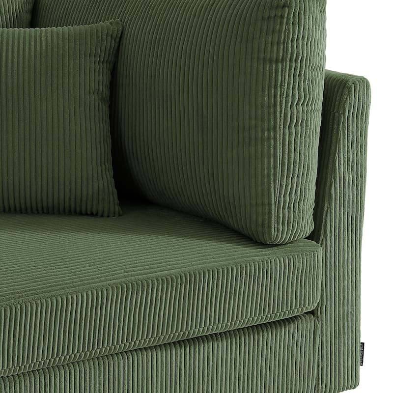 5-Piece Modern Comfy Corduroy Modular Sectional Sofa with Ottoman