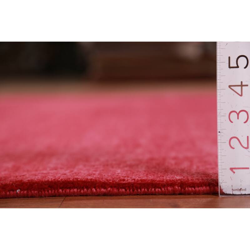 Hand Knotted Oriental 100% Wool Carpet Modern Solid Pink Gabbeh Area Rug - 9' 2'' X 6' 1''