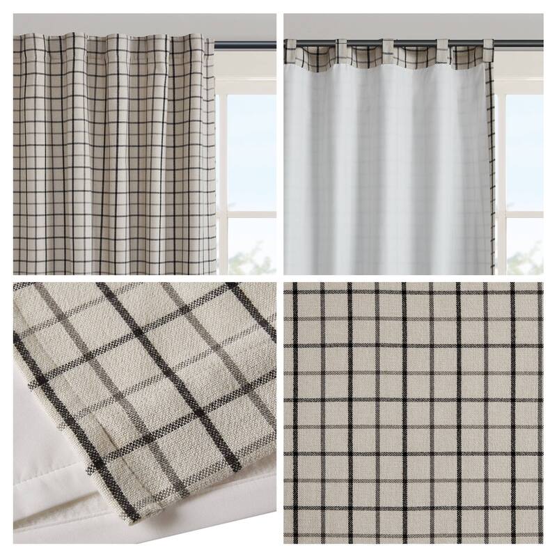 Madison Park Anaheim Plaid Rod Pocket and Back Tab Single Curtain Panel with Fleece Lining