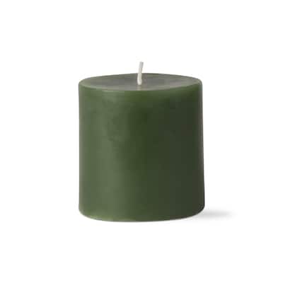 3X3 Paraffin Wax Pillar Dark Green Burn Time 30 Hours