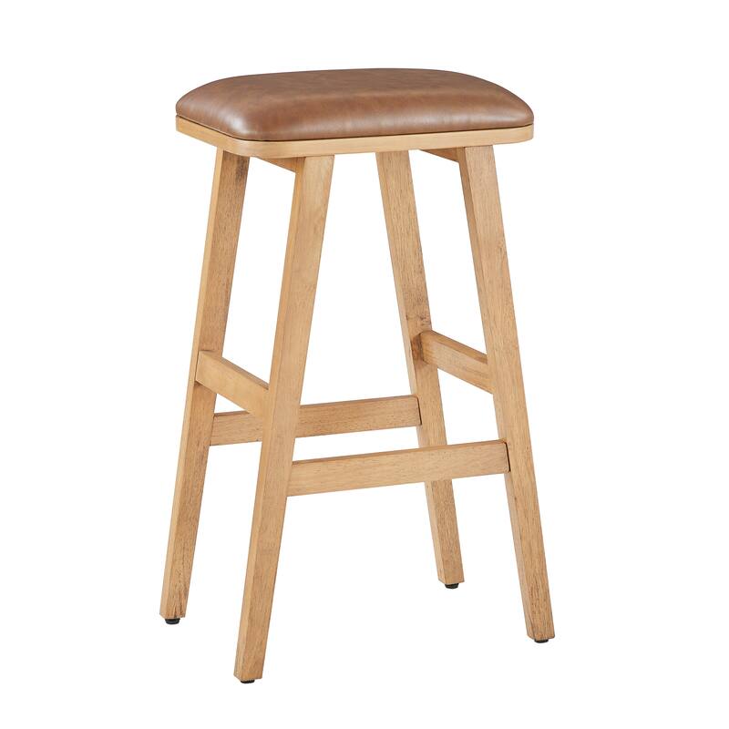 Bower Home Upholstered Wood Saddle Stools - Set of 2