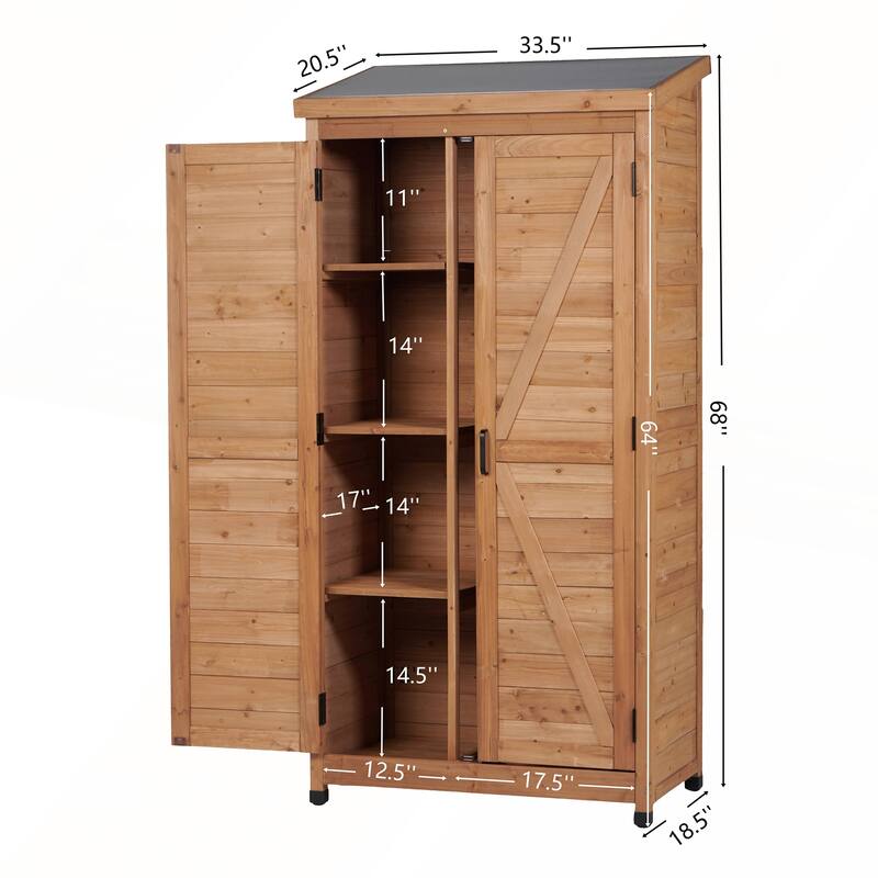 Outdoor Wooden Storage Shed with Metal Top