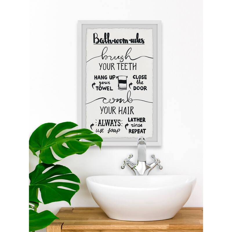'Follow Bathroom Rules' Framed Painting Print Bed Bath & Beyond