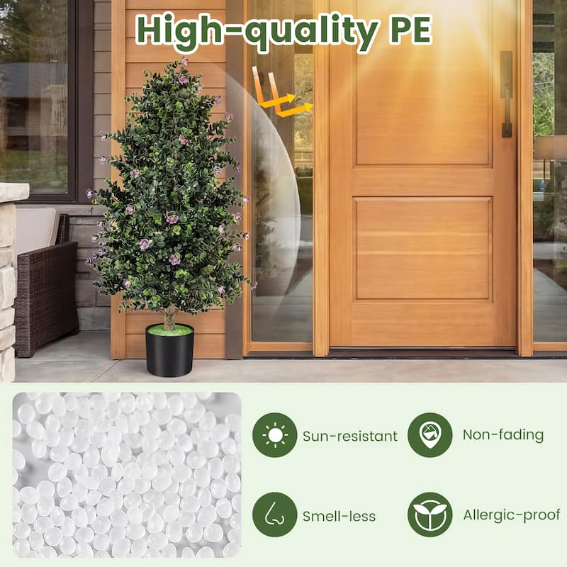 Gymax 2 Pack 36'' Artificial Topiary Cone Tree w/49 Flowers