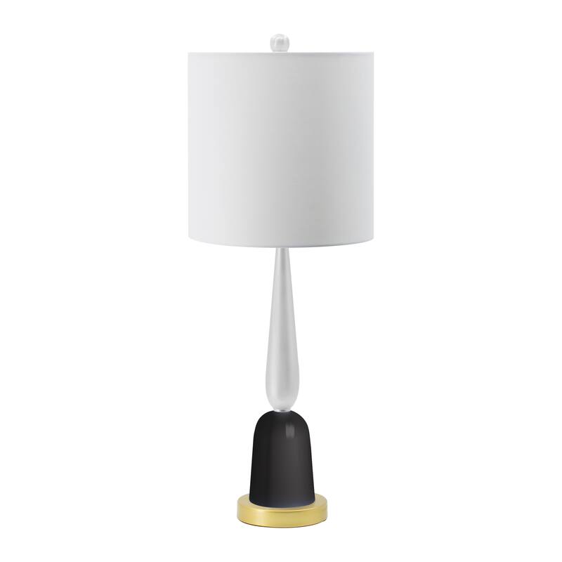 Metal Table Lamp Gold Black 11x11x30 Inch Minimalist Contemporary Design