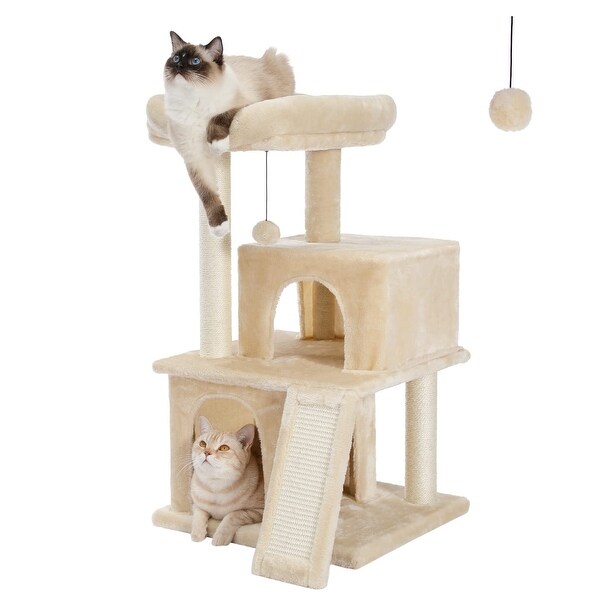 34in. Luxury Cat Tower Cat Tree with Double Condos On Sale Bed