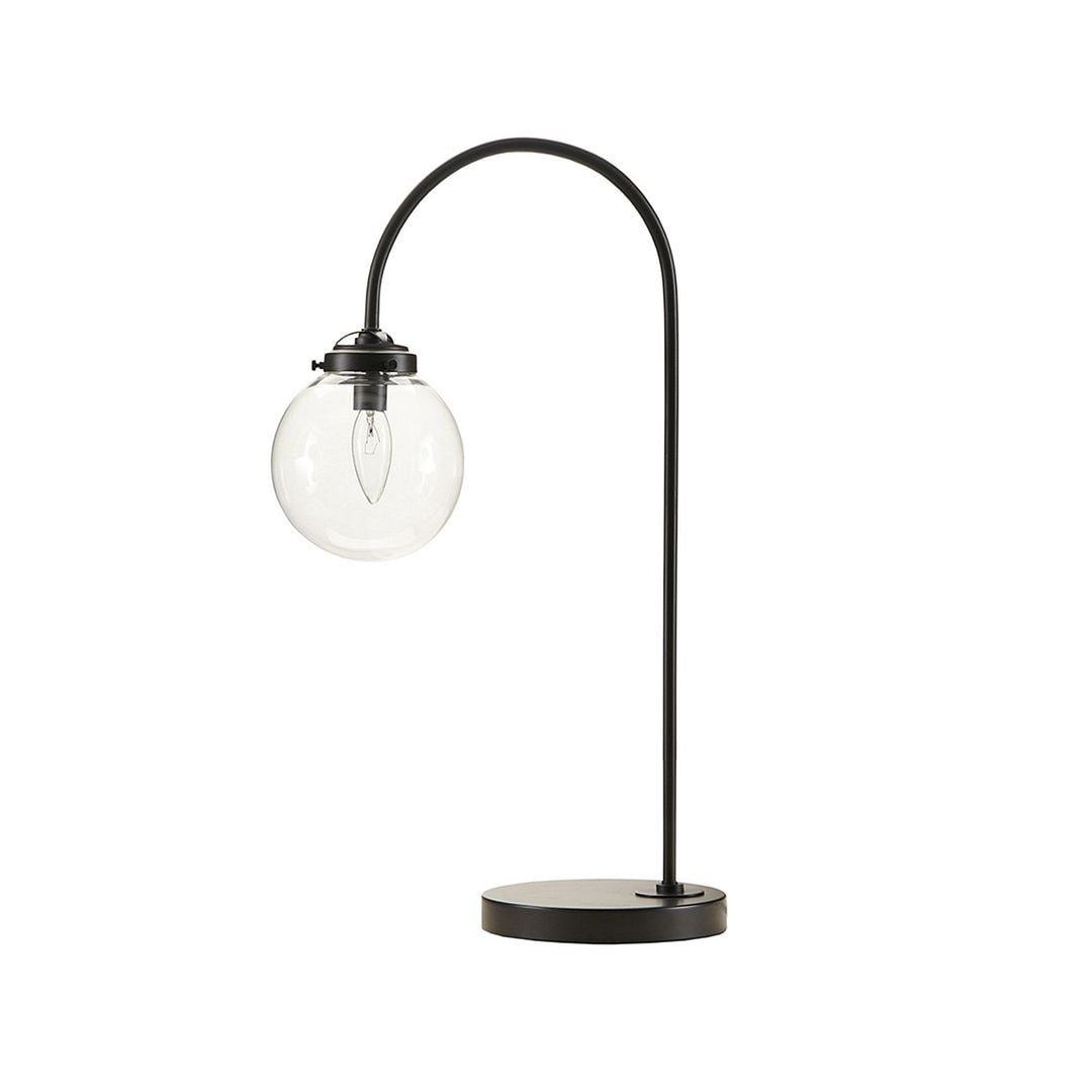 Vintage Black Arched Metal Table Lamp with Clear Glass Shade Industrial Chic Lighting On Sale Bed Bath Beyond 38150218