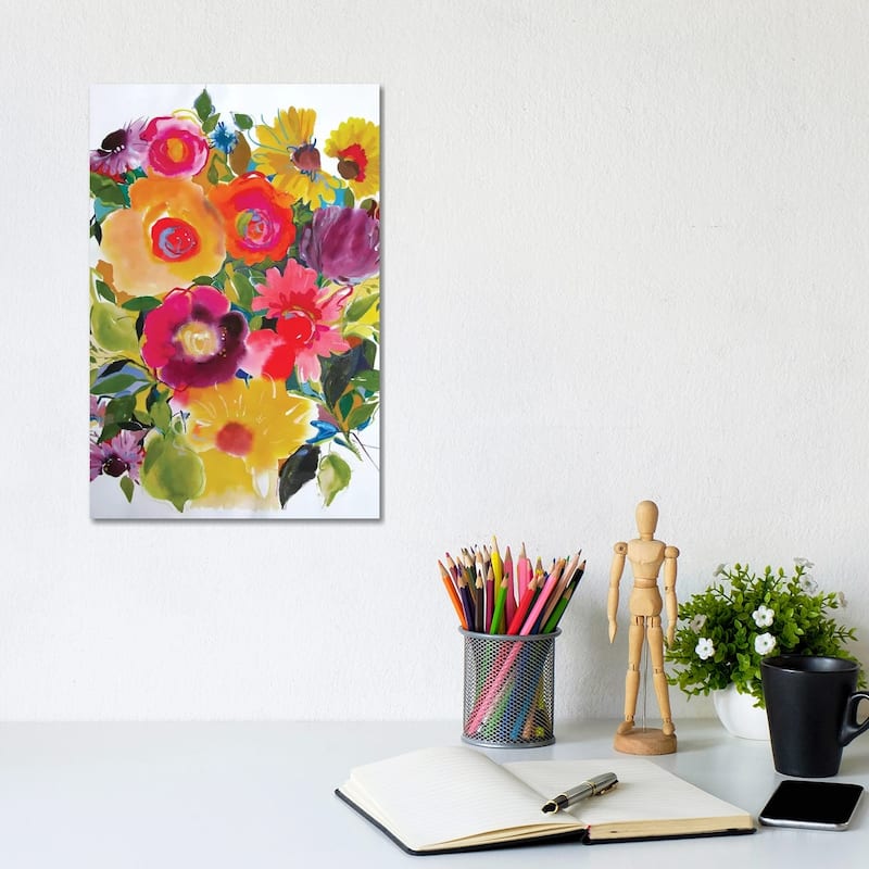 iCanvas "Purple Zinnias" by Kim Parker Canvas Print - 12x8x0.75