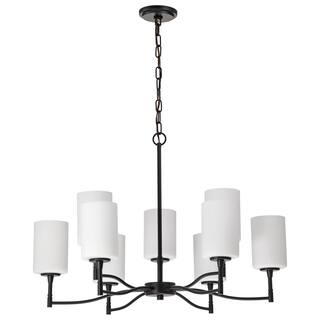 Liam 9 Light Chandelier Matte Black White Opal Glass - Matte Black