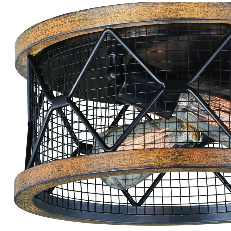 Cage Flush Mount Ceiling Light - Bronze Drum Shade - Modern Farmhouse Lighting - 6.25