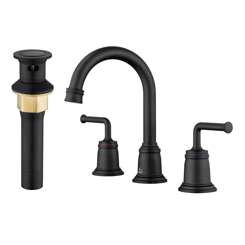 8 in. Widespread Double Handle Bathroom Faucet with Drain Kit Included