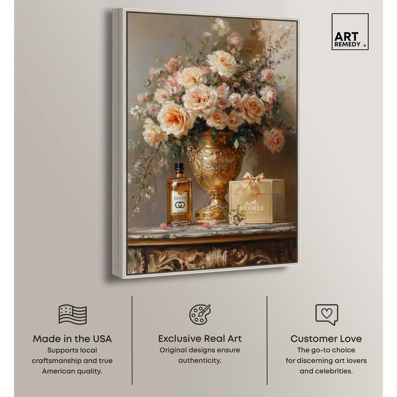 Classical Vase Tans and Floral Canvas by Art Remedy