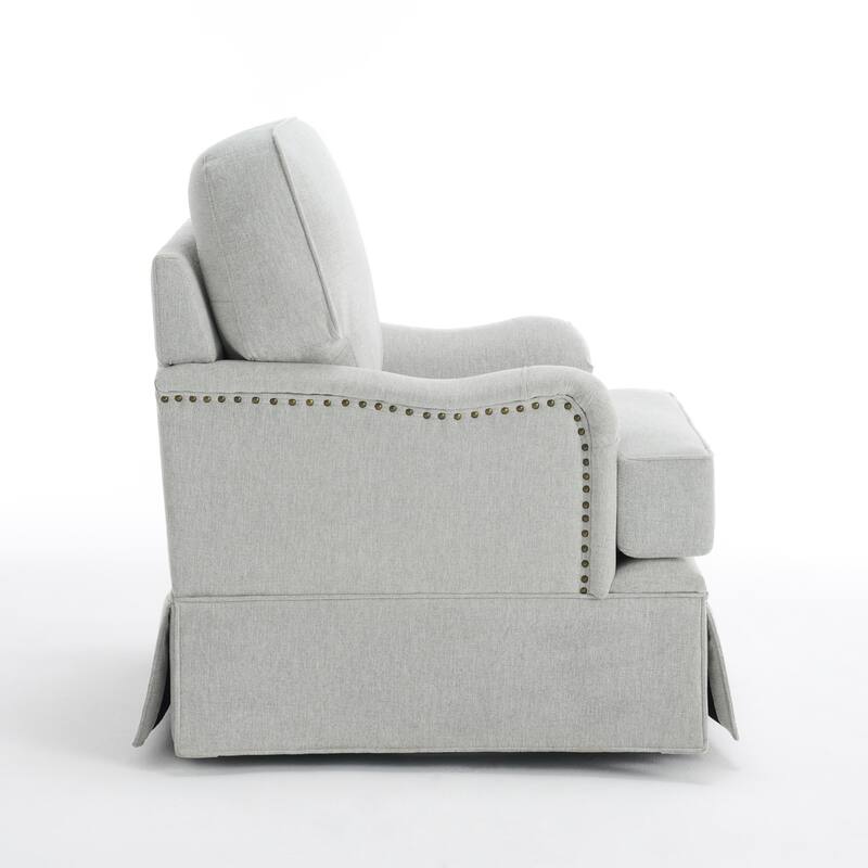 Skirted Swivel Accent Nailhead Barrel Chair