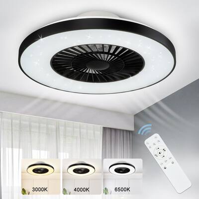 23" Dimmable Ceiling Fan with Light Remote Flush Mounted