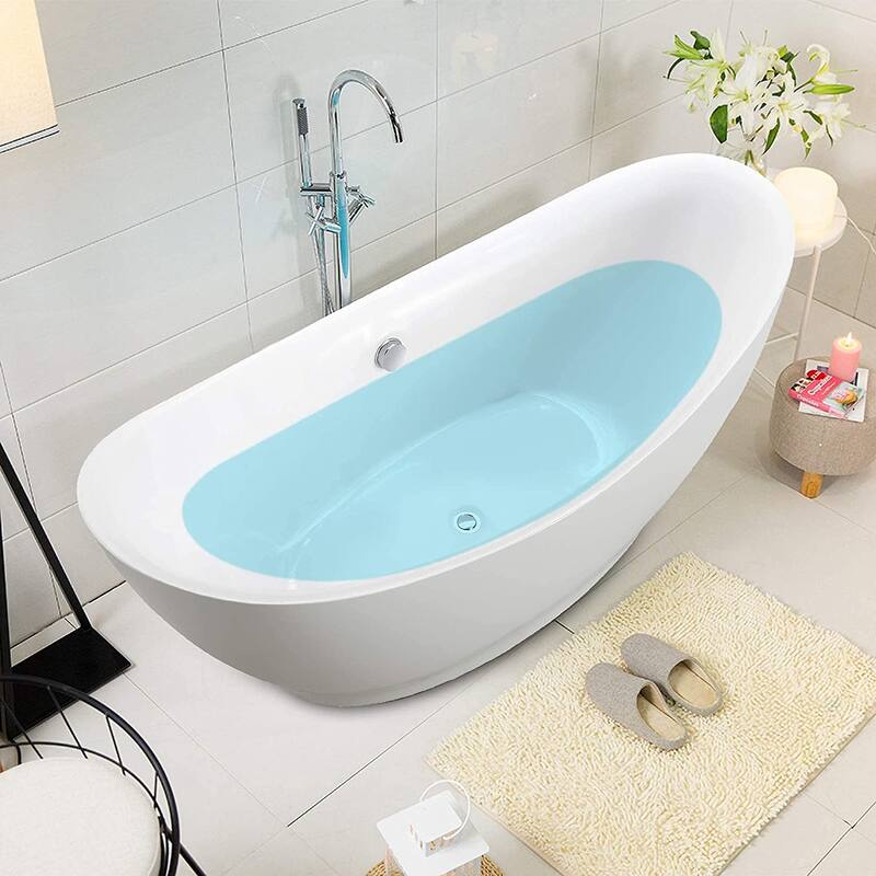 Vanity Art 68" Freestanding Acrylic Soaking Bathtub with Overflow & Pop-up Drain