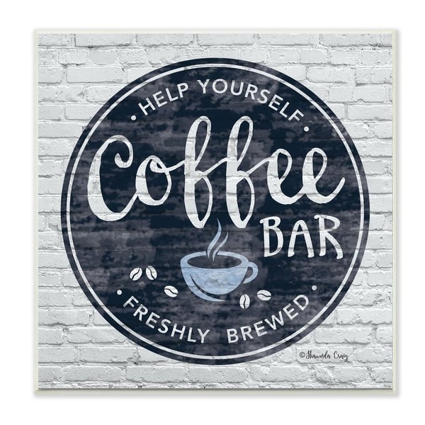 Stupell Industries Urban Coffee Bar Brick Patterned Cafe Sign Wood Wall Art 12x12 Blue On Sale Overstock