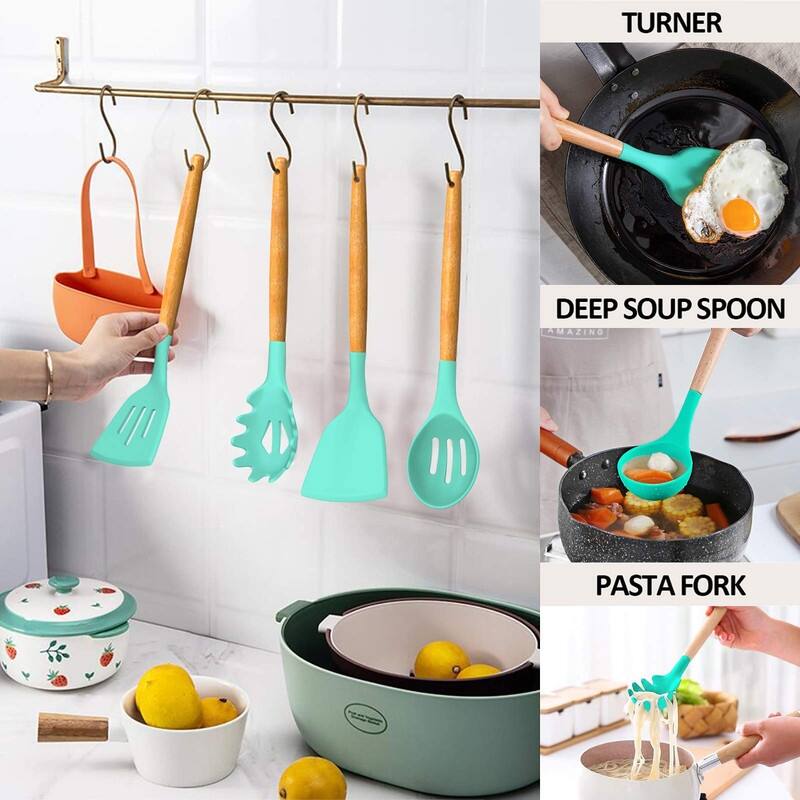 Kitchen Cooking Utensils Set, 33 pcs Non-Stick Utensils Spatula Set with Holder