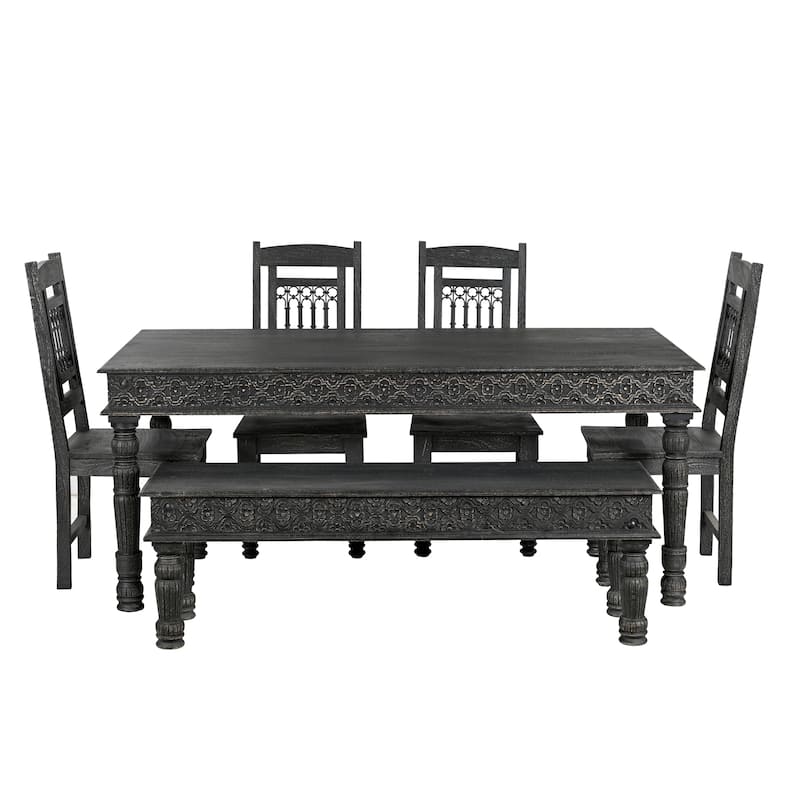 Milton 6-piece Carved Solid Wood Dining Set