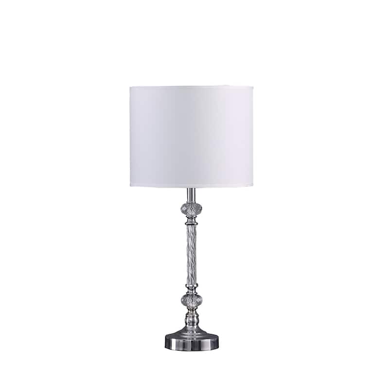 19" Stylish Silver Crystal Metal Table Lamp - Small
