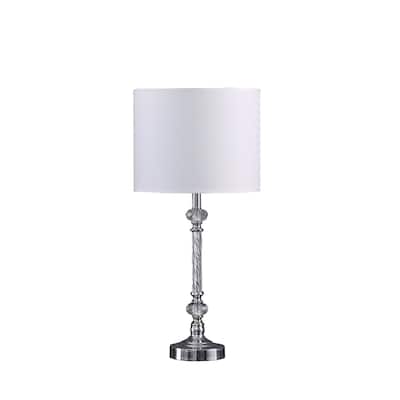 19" Stylish Silver Crystal Metal Table Lamp - Small