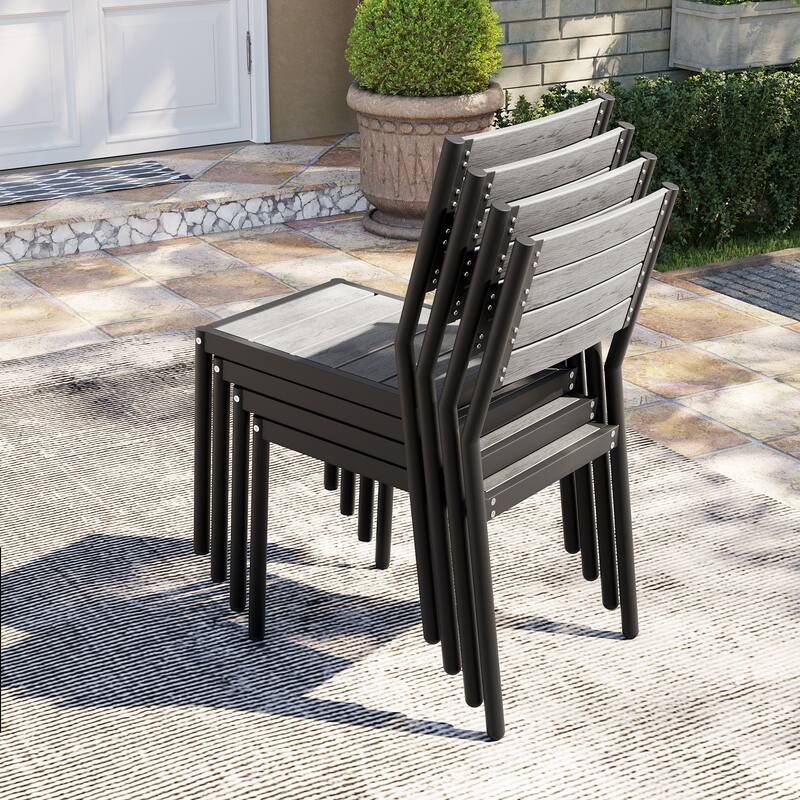 Pellebant Outdoor 3/5/7-piece Aluminum Dining Set Extendable Dining Table with Chairs