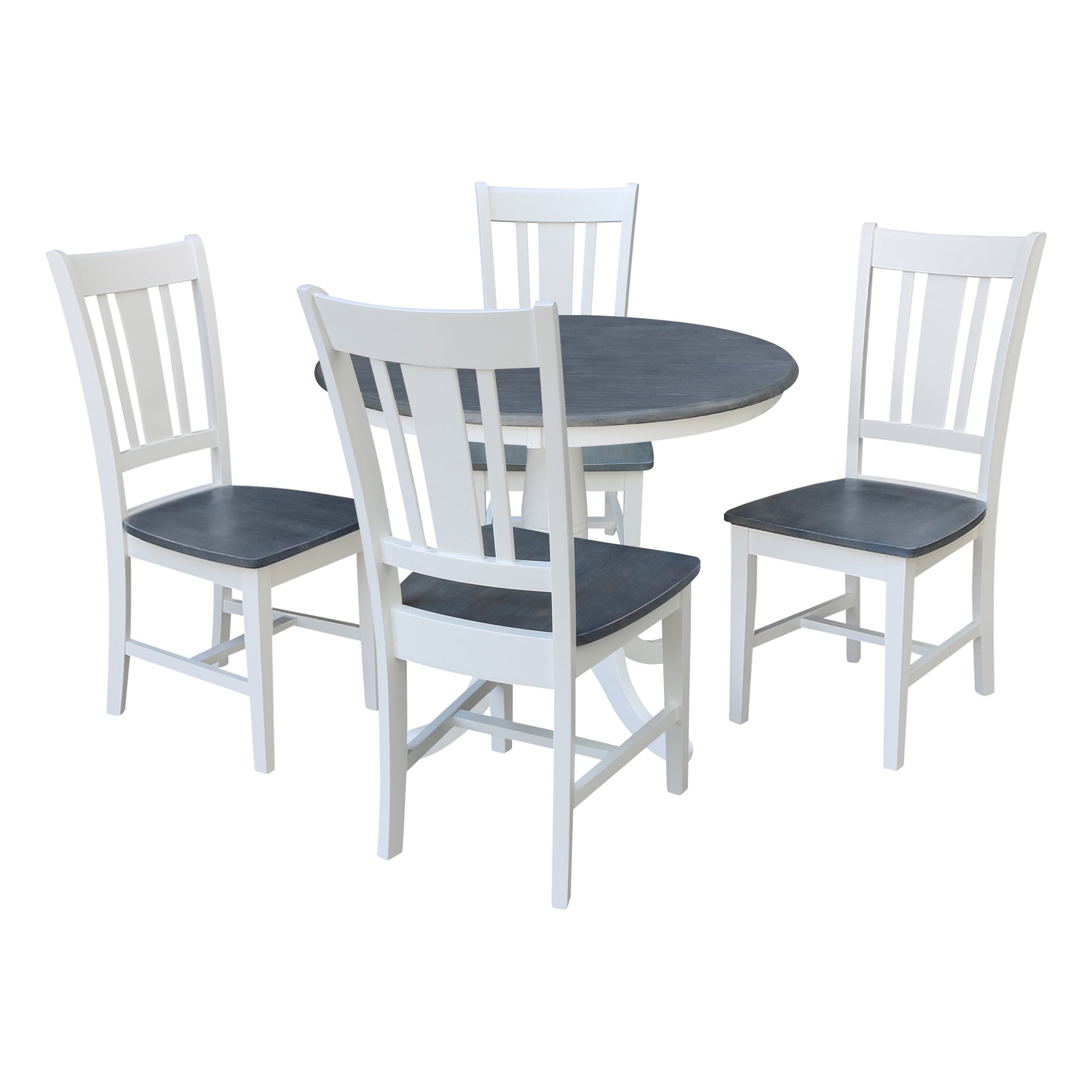 36 in Solid Wood Round Top Pedestal Dining Table with 4 San Remo Dining Chairs