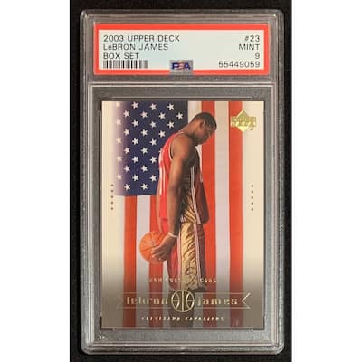 LeBron James 2003 Upper Deck Box Set Rookie Card RC #23 Graded PSA 9 - 8'6" x 11'6"