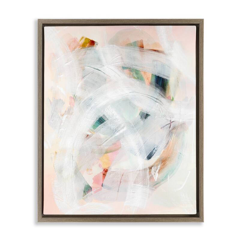Stupell Soft Abstraction with Curved Lines Framed Floater Canvas Wall Art Design By Gemma Bardot - 17 x 21 - Brown