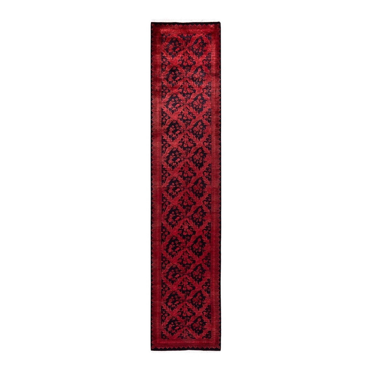 Overton Hand Knotted Wool Vintage Inspired Modern Contemporary Overdyed Red Runner Rug - 2' 6" x 12' 0"
