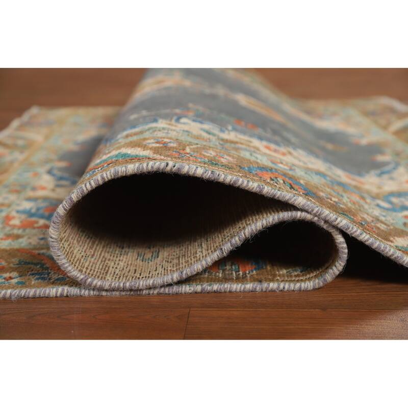 Hand Knotted Oriental 100% Wool Carpet Traditional Medallion Navy Blue & Blues Tabriz Area Rug - 5' 7'' X 4' 3''