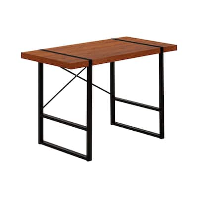Computer Desk, Home Office, Laptop, 48"l, Work, Brown Laminate, Black Metal, Contemporary, Modern