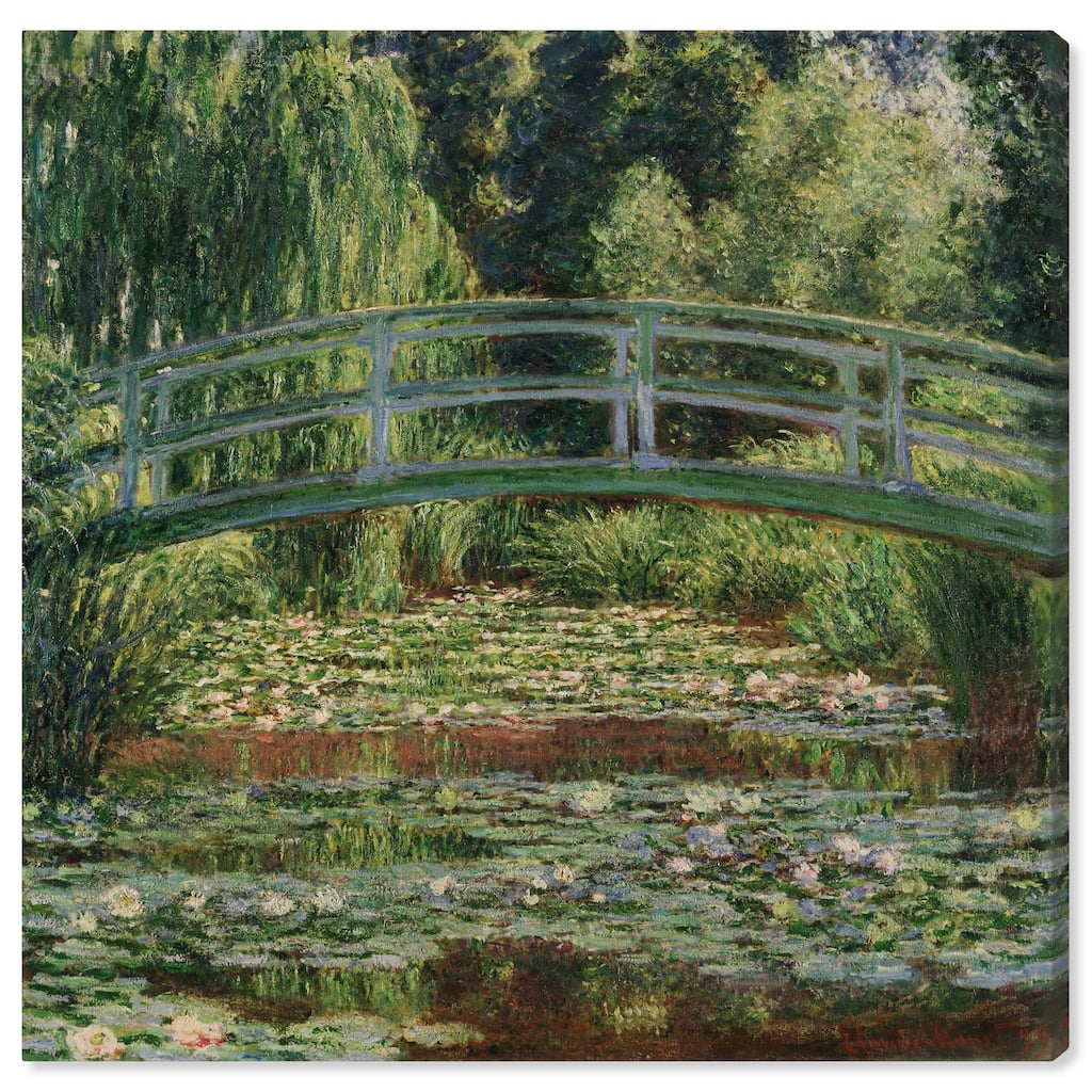 Art Remedy Monet - The Japanese Footbridge And The Water Lily Pool Giverny Gallery Wrapped 1 Piece Canvas Wall Art