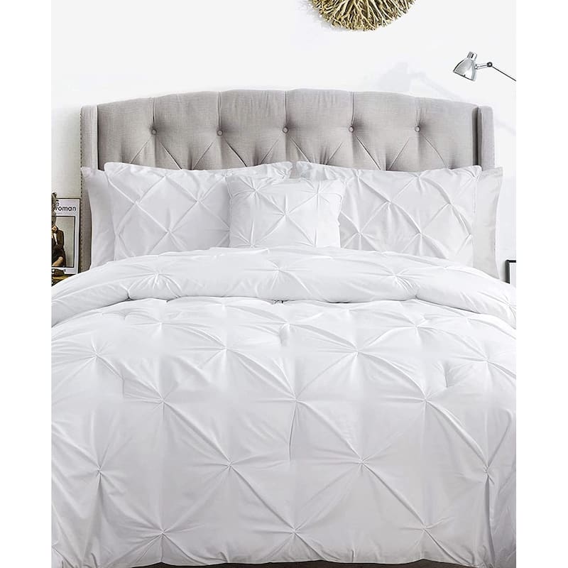 Organic Cotton 300 TC GOTS Certified 8 Internal Ties Fair Trade Pintuck Duvet Set