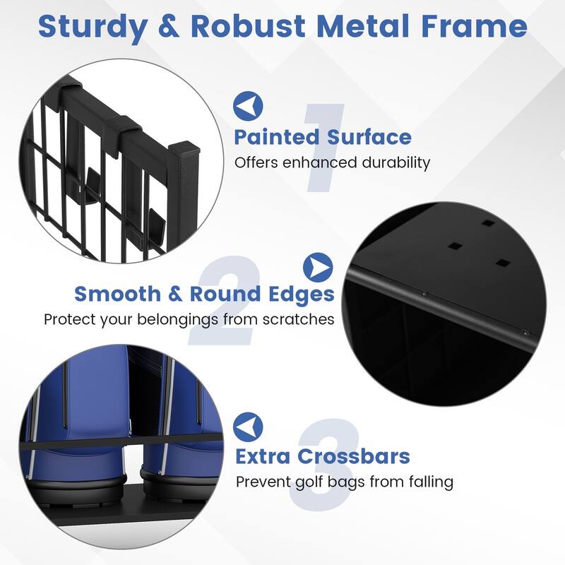 Gymax Golf Bag Organizer 3 Golf Bag Stand for Clubs Balls and Golfing