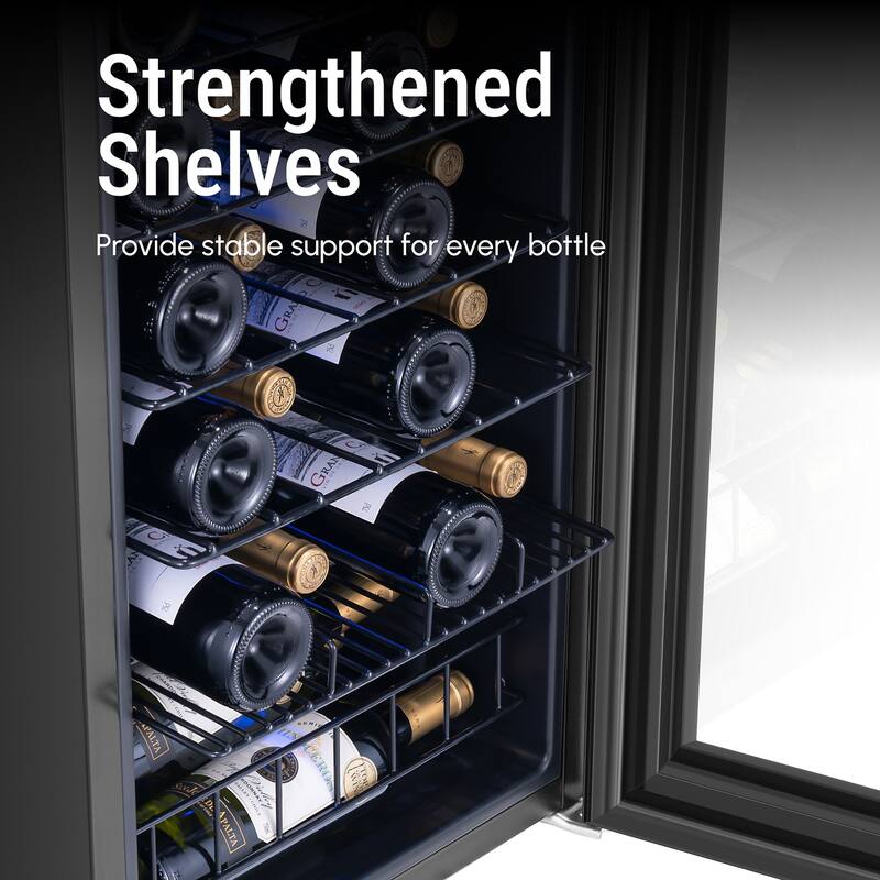 17 Inch 28 Bottle Wine/Beverage Fridge, Stainless Steel Wine Cooler for Home & Commercial Use