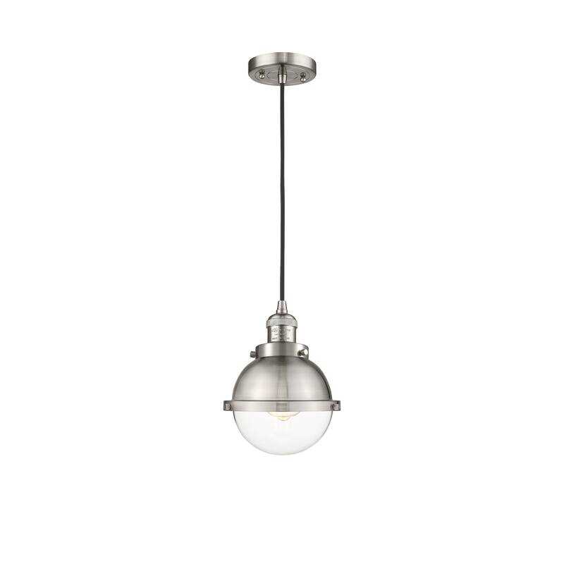 Innovations Lighting Franklin Restoration Hampden 1 Light 7" Cord Hung Mini Pendant - Clear/Brushed Satin Nickel