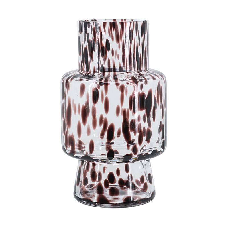 D6x10" Clear Glass Accent Vase with Artistic Amber Spots - Amber,Clear