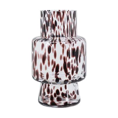 D6x10" Clear Glass Accent Vase with Artistic Amber Spots