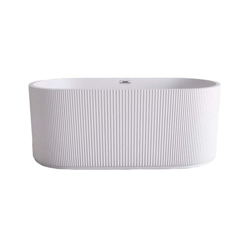 Acrylic Freestanding Flatbottom Soaking Bathtub in Glossy White