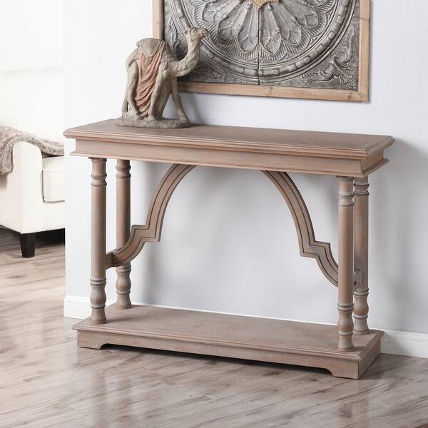 Shop Gray Wash Wood Trestle Console Table With Arch Detail