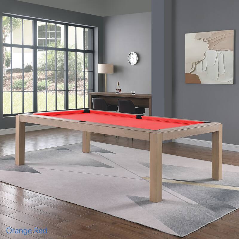 Olivia Driftwood Ash 7ft Billiard Slate Pool Table with Dining TOP - Orange/Red